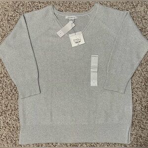Liz Claiborne 3/4 Silver Sparkle Sweater